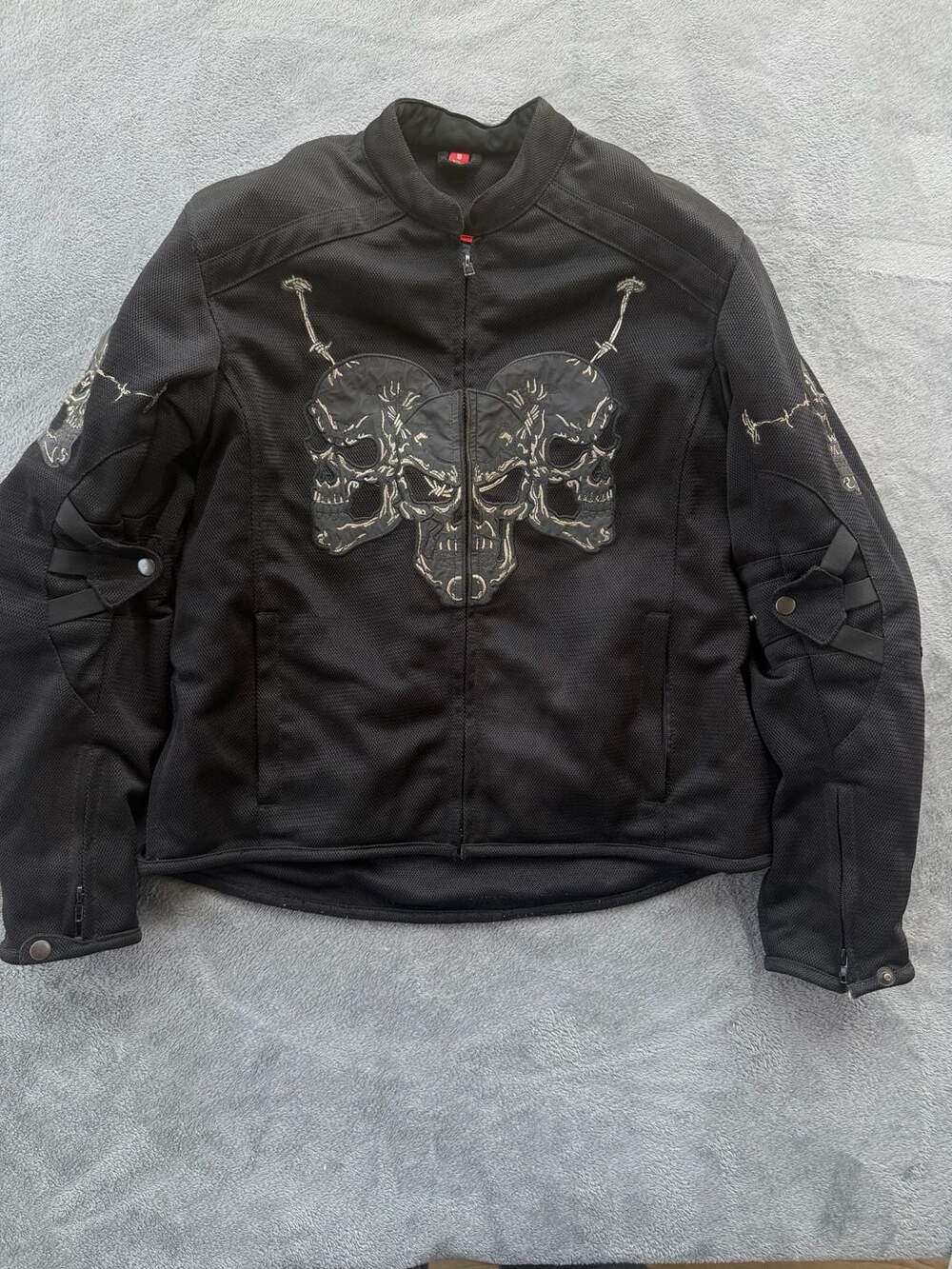 First Racing Men's Skull Embroidered Textile Motorcycle Jacket